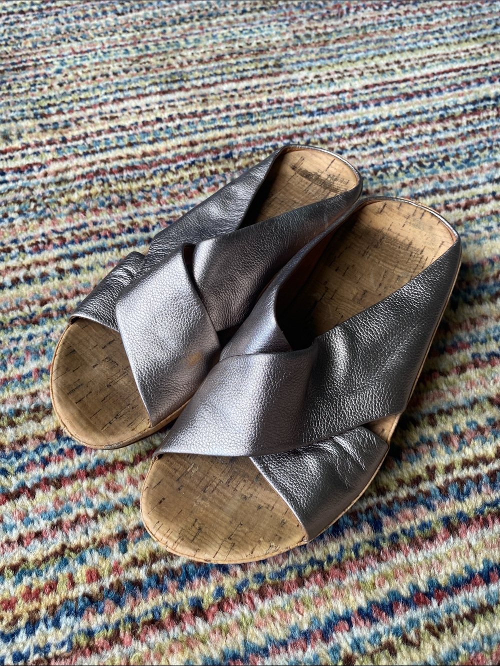 Fitflop Metallic Gold Crisscross Slide Mules